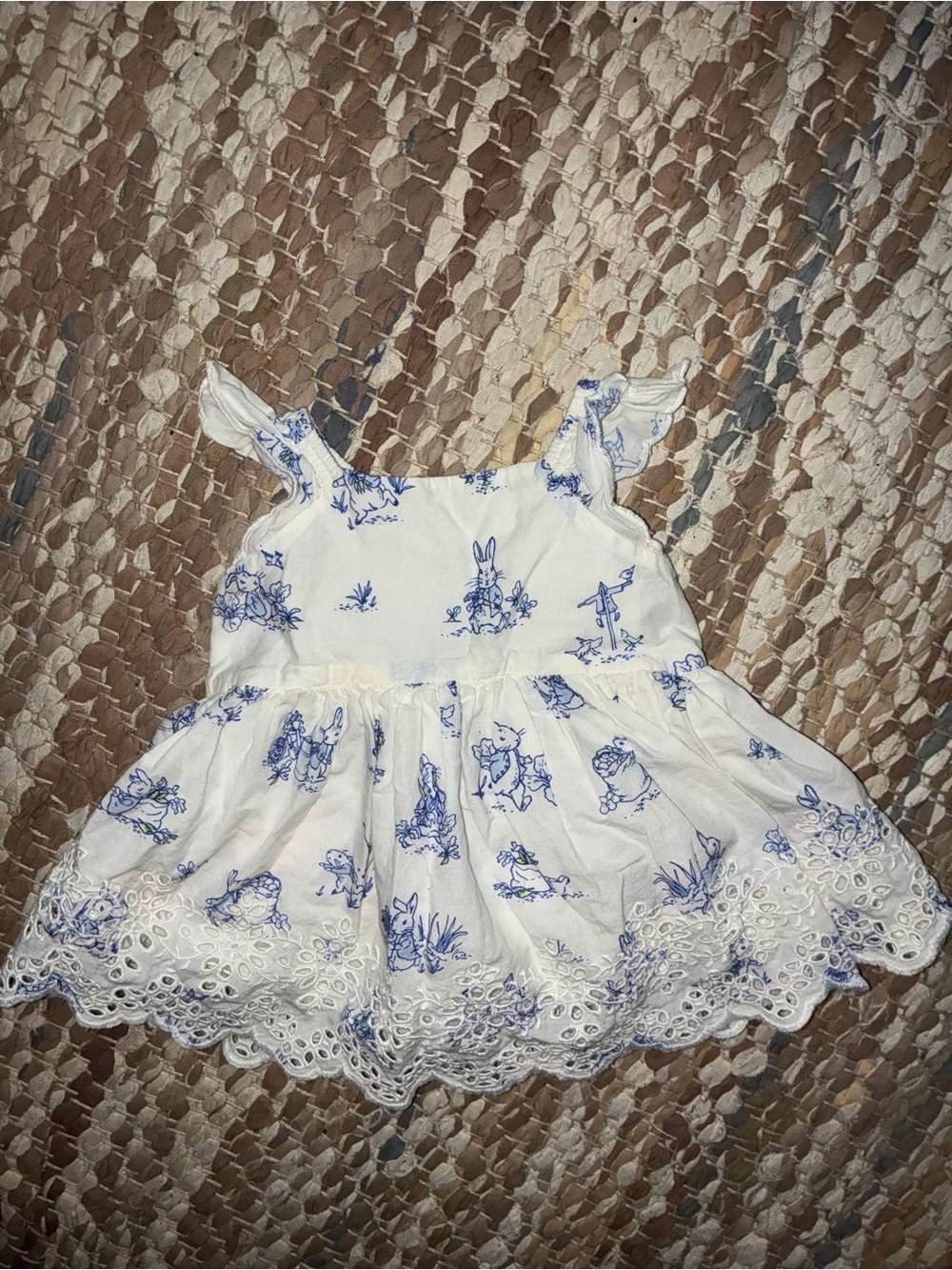 GAP Peter Rabbit White Dress with Blue Floral & Bunny